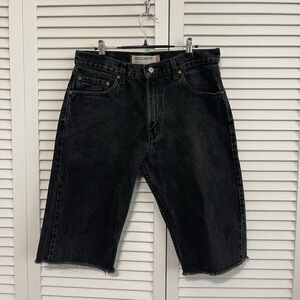 Levi's Black Jean Shorts with Frayed Hem